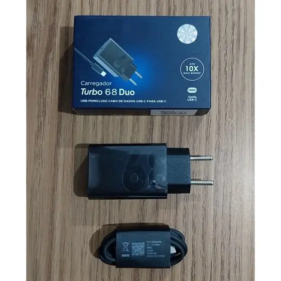 Moto Edge 40 Carregador + Cabo 68w Tipo C Turbo Compatível USB-C