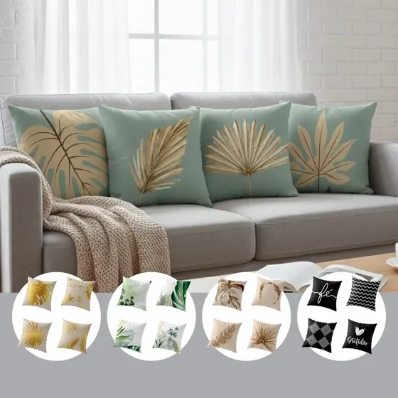 Kit 4 Capas de Almofada Decorativas 45x45 Decoração de Sala, Sofá e Ambientes