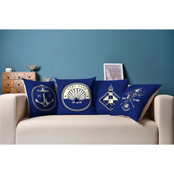 Kit 4 Capas De Almofadas Decorativas Para Casa De Praia Chic 45x45