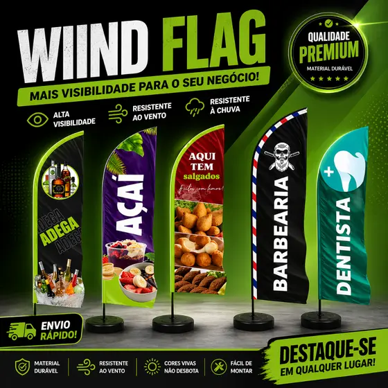 Tecido Wind Banner Dupla Face Temas Personalizados P - 1,55x0,65 Ou M - 2,00x0,65