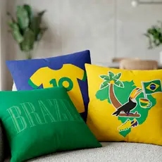 Kit 3 Capas de Almofadas Brasil COPA DO MUNDO 40x40 Decorativas Para Sofá Cama Sala