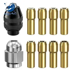 Jogo De Pinças De Mandril De Furação Para Dremel , 1/32 Polegada A 1/8 Substituição 4486 Bit Sem Chave Com Conjunto De Porcas Rotativas De