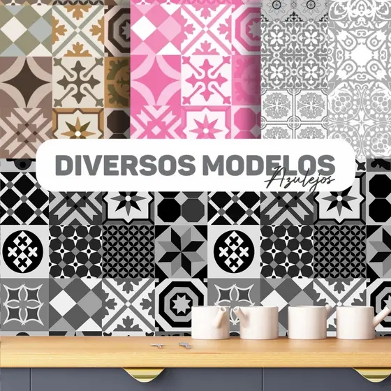 Papel de Parede Adesivo Lavável Para Cozinha Banheiro Azulejo Diversos Modelos Autocolante
