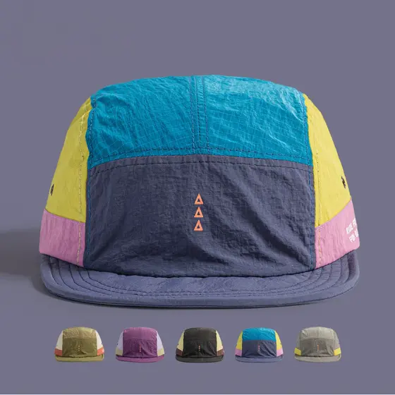 Boné Masculino Aba Curta Five Panel Bordado Nylon Malha Corrida Praia Ciclismo Moda Camping Feminino Chapéu