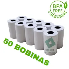 50 Bobinas Térmicas Maquininha Cartão Débito Crédito Ifood - BPA FREE - 50pçs