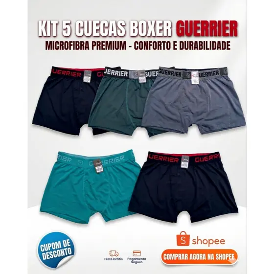 Kit 5 Cuecas Boxer Masculina Atacado Qualidade Confortável Promoção