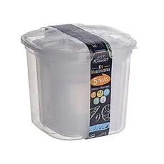 Kit 5 Potes Mantimentos Transparente Organizador De Alimentos Quadrado Plástico
