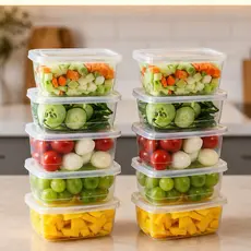 Kit Potes Marmitas Fitness 300ml Livre de BPA Transparentes Microondas Freezer Organizador Alimentos