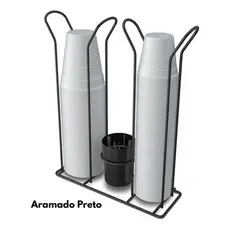 Organizador De Copos Suporte Porta Copo Descartável 80/200ml Preto Black Café Água Copinho Colherzinha