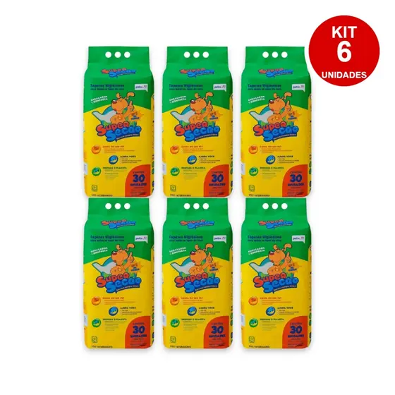 Tapete Higiênico Cães Super Secão Tradicional 80x60 Kit 6un