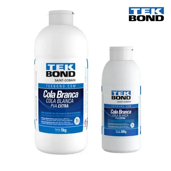 Cola PVA Extra Tekbond – 1kg e 500g - Uso Profissional e Multimateriais: Madeira, MDF, Laminado e Fórmica