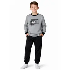 Pijama Juvenil Longo Masculino Grappin Malha PV com Punho Leve Futebol Gamer