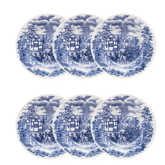 Pratos Fundos com Estampa Cena inglesa 21,5cm 6 Unidades - Biona 026836