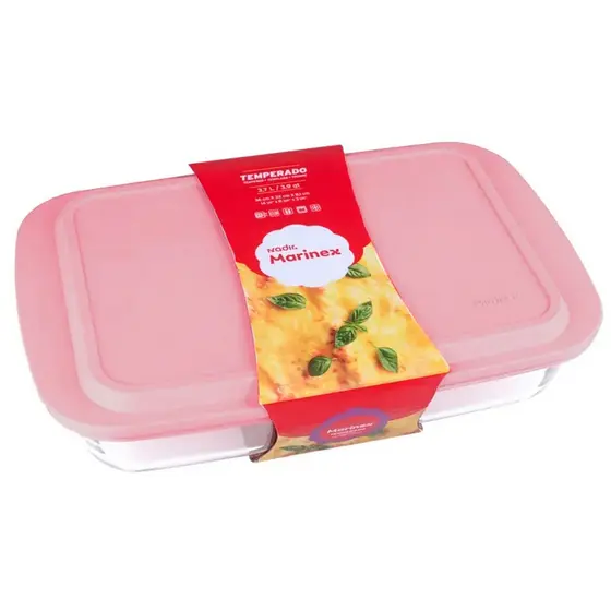 Assadeira Lasanheira Marinex com Tampa Rosa 3,7 Litros - Nadir R6537