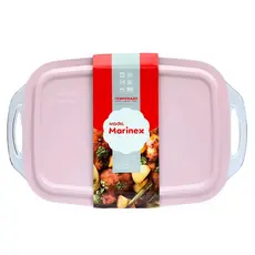 Assadeira de Vidro Marinex Seletta Tampa Rosa 3,5L - Nadir 6539/000N