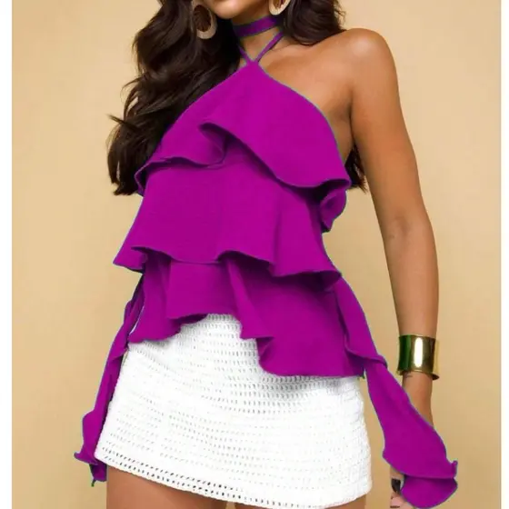 Blusa Tecido Duna 3 Babados Tendencia 2024