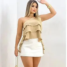 Blusa Feminina Tecido Duna 3 babados