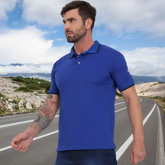 Camisa Gola Polo Masculina Camiseta de AlgodãoRoupas casuais de escritório