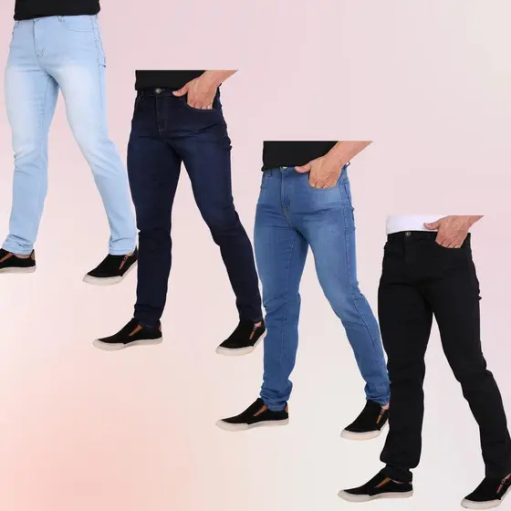 Kit 4 Masculino Zíper Lycra Jeans Stretch Fabricantes Preços Especiais Venda Direta