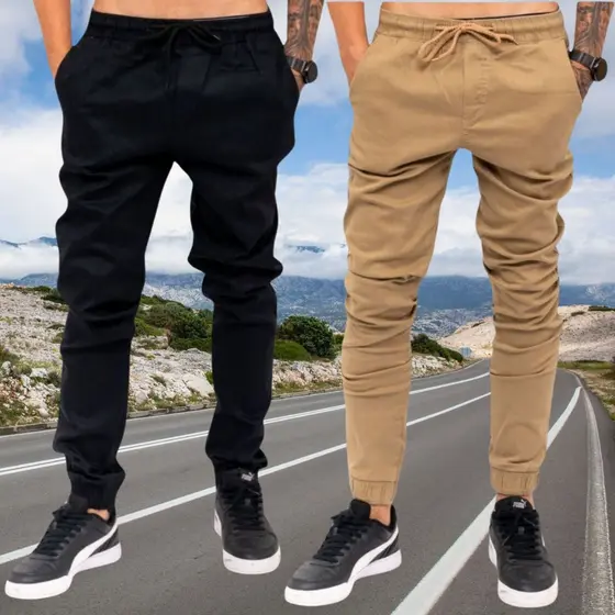 Kit 2 Calça Jogger Masculina Adulto Slim Moda Direto da Fábrica Joger Academia Com Punho novidade