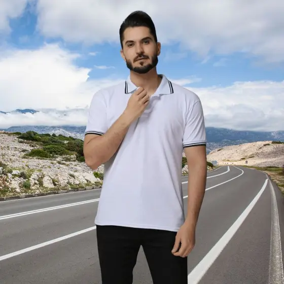 Camisa Gola Polo Masculina Camiseta de AlgodãoRoupas casuais de escritório Outlet de fábrica
