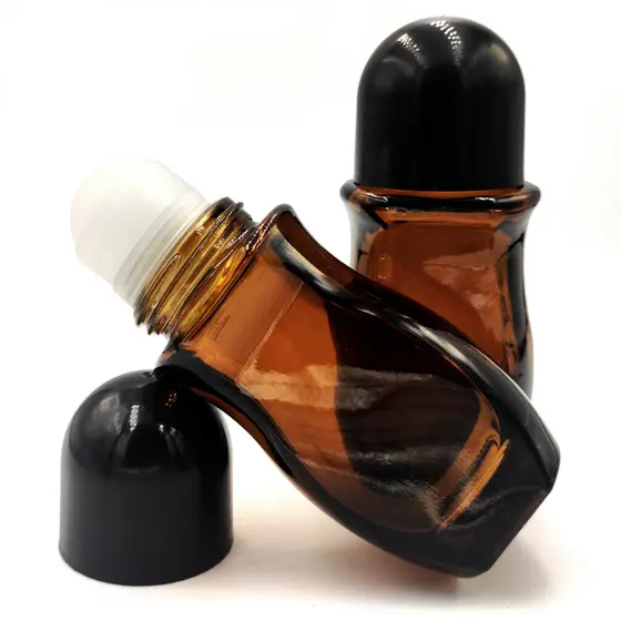 Frasco de vidro vazio âmbar rollon desodorante 50ml