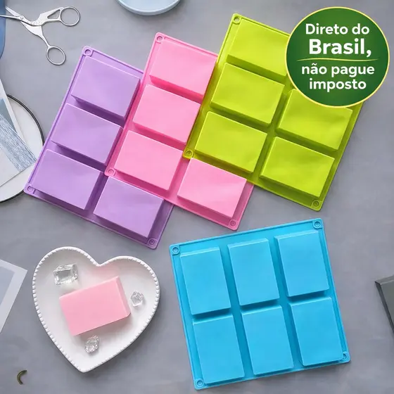 Molde Forma de Silicone Flexível 6 Cavidades Sabonete Artesanal