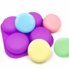 Forma Silicone Sabonete Artesanal Circular Molde 4 Cavidades redondo 80 gramas
