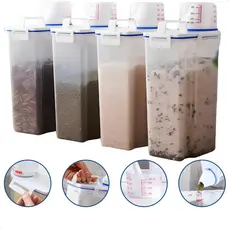 Pote Hermetico Dispenser De Ração Milho Cereal Feijão Arroz Sementes Liquidos 2L Transparente C/ Copo Medidor Multiuso