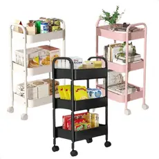 Carrinho Organizador Decorativo Multiuso Com Rodinhas 360º Prateleira Fruteira Em Metal Para Cozinha Sala Casa Banheiro