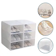 Caixa Organizadora Sapato Kit 06, 10 e 12 Tenis Empilhavel Transparente Sapateira Plastico Closet Sneaker Gaveta Frontal