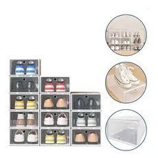 Caixa Organizadora Sapato Kit 12, 10 e 6 Tenis Transparente Empilhavel Sapateira Plastico Gaveta Closet Coleção Sneaker