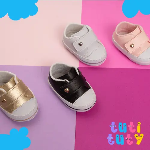 Tênis bebe menina velcro macio