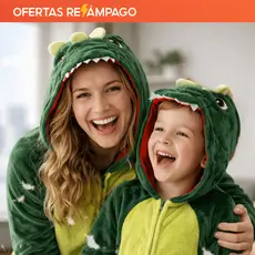 Pijama Macacão Infantil Adulto Kigurumi Cosplay Dinossauro Vaquinha Unicórnio Tubarão