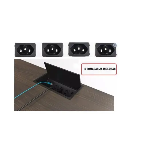 Caixa Tomada Embutir Mesa Com 4 Tomadas Eletrificadas Full