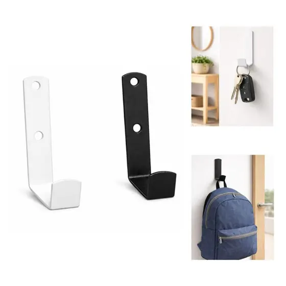 Kit 03 Ganchos De Parede Multiuso Suporta Até 5KG Preto/Branco Com Bucha/Parafuso