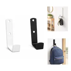 Kit 03 Ganchos De Parede Multiuso Suporta Até 5KG Preto/Branco Com Bucha/Parafuso