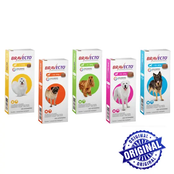 Bravecto Antipulgas e Carrapatos para Cães - MSD - Todos os Tamanhos