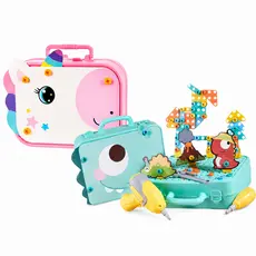 Brinquedo Educativo 232 Peças Maleta Infantil Criança Com Parafusadeira