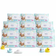 Kit 12 Toalhas Umedecidas Infância Feliz 150 Folhas 98% Água com Tampa Lenço Umedecido