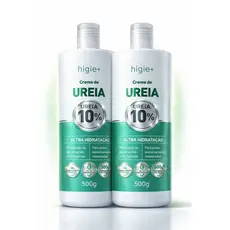 Creme de Ureia 10% Higie+ 500g Hidratação Profunda Para Todo o Corpo e Cotovelo e Pés Kit 2 Frascos
