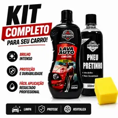 KIT LIMPEZA SHAMPOO COM CERA 500ML /PRETINHO 500ML + APLICADOR AUTOMOVEIS E MOTOS