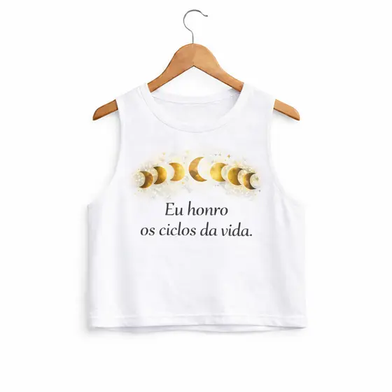 Cropped Regata Feminino Fases da Lua Mística | Camiseta personalizada  Espiritual Energia Feminina estilo regata verão