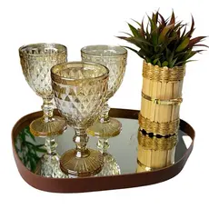 Bandeja Orgânica MÉDIA Espelhada Couro Ecológico Decorativa Modelos Variados