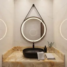 Espelho Adnet Jateado 3 TONS DE LED Botão Touch + Pendurador, Fonte Slin Decorativo Várias Medidas