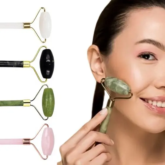 Rôlo Massageador Facial Pedra Natural para Massagem Facial