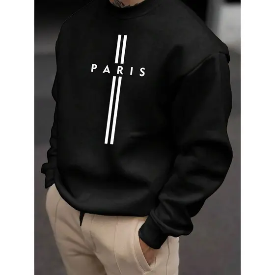 Blusa De Frio Moletom Careca Paris Elegante Algodão Quente Gola Redonda