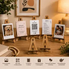 Mini Cavalete MDF Cru 3mm até 30 unidades Porta Retrato Suporte para Fotos Decoração Artesanato
