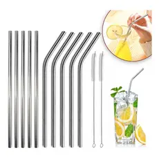 Kit 10 Canudos Aco Inox Metal Reutilizável + Escova