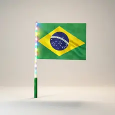Bandeira do Brasil Haste LED Luminosa Torcida Jogos do Brasil Campeonato Bastão Neon Pisca Kit